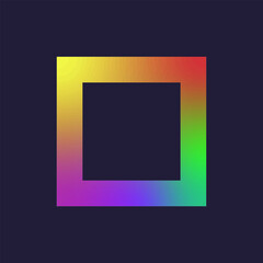 Colorful rainbow gradient square frame icon. Vector illustration.