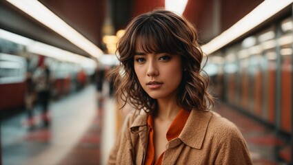 A woman waiting for a train at the station