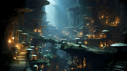 Bioluminescent Underground City