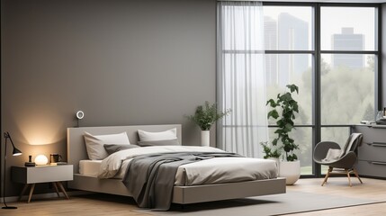 Elegance in Simplicity: A modern bedroom with minimalist charm. Wardrobe adds functionality without sacrificing aesthetics