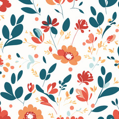 Seamless floral pattern. Vector illustration with flowers and leaves.