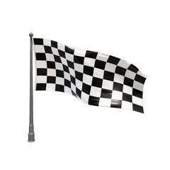 Racing flag isolated on transparent background. Black white race checkered flag, motorsport car racing symbol concept