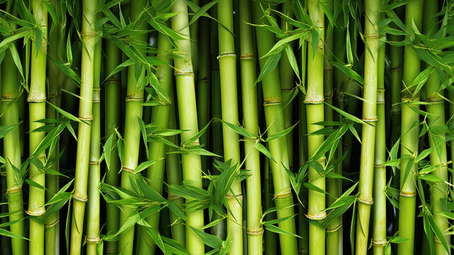 Young tropical bamboo shoots illustration. Green bamboo background. Tropical forest tree Asian jungle .