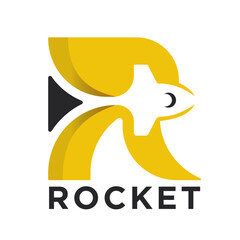 Rocket Logo Design. Letter R Rocket Logo.
