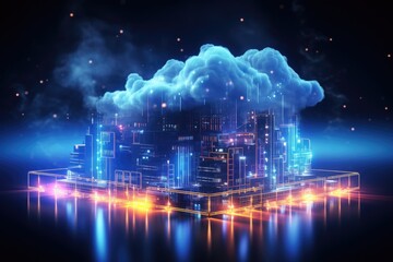 Cloud computing transfer big data on internet. futuristic digital technology .Generative AI