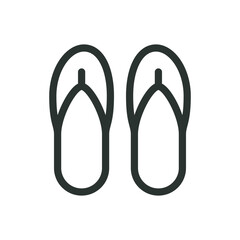 Summer sandals isolated icon, flip flops pair vector icon with editable stroke