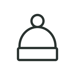 Winter hat isolated icon, hat with pompom vector icon with editable stroke