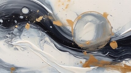 Marble ink abstract painting with a focus on texture and intricate details. AI generated