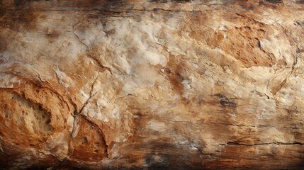 Bread on wood texture background. Close up of rustic bread.