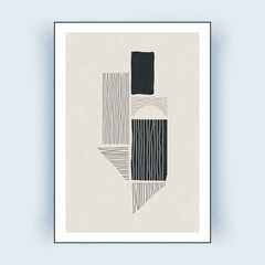 Abstract wall art. Minimalist hand drawn design for wall decor.