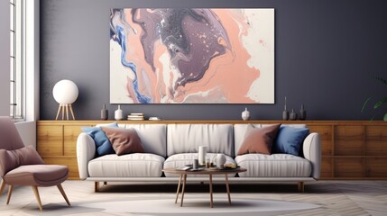 Marble ink abstract painting with a bold brushstrokes. AI generated