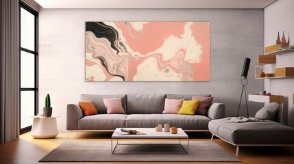 Marble ink abstract painting with a bold brushstrokes. AI generated