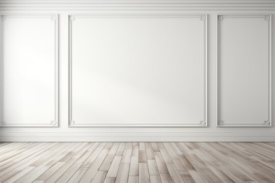 empty room Minimalist style decorated with white concrete wall .AI Generated