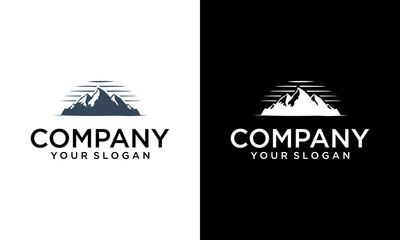Mountains, rocks and peaks. Vector illustration and logo design elements