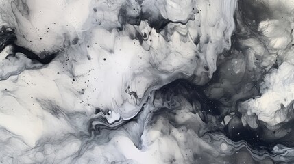 Marble ink abstract painting with a monochromatic color scheme. AI generated