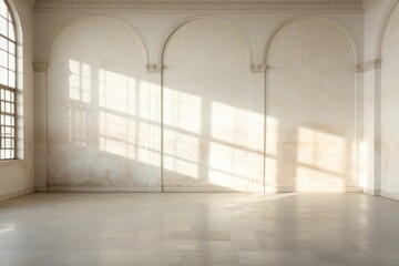 Fototapeta premium empty room Minimalist style decorated with white concrete wall .AI Generated