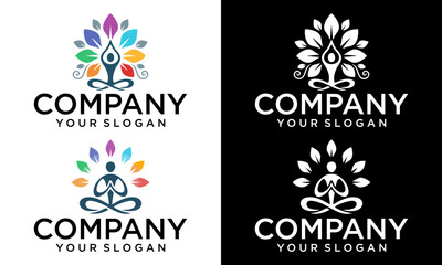 Lotus flower logo with human silhouette