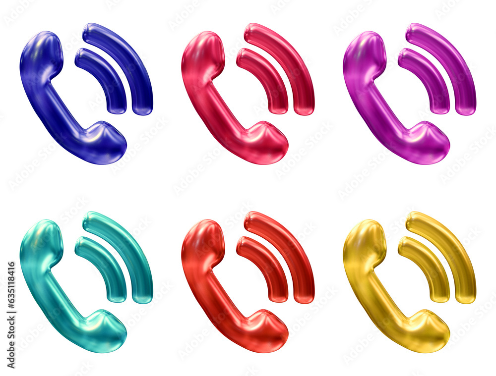 Poster set of phone icon logo in 3d rendering isolated on transparent background for communication, electro