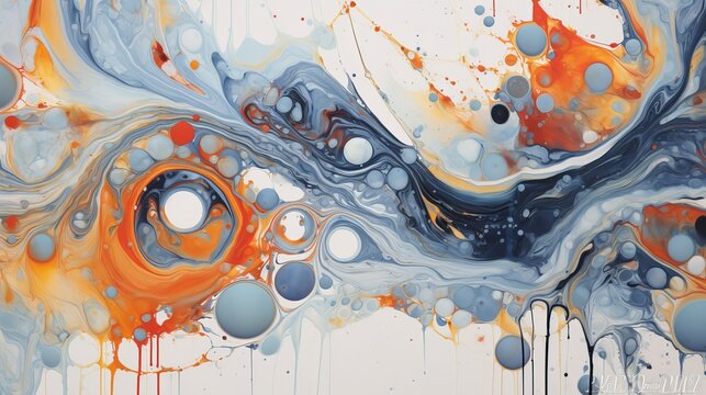 Marble ink abstract painting with a sense of movement and energy. AI generated
