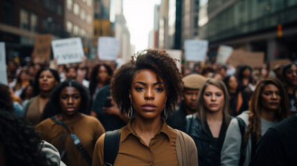 Obraz premium black women rally on the streets of cities 