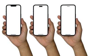 Smartphone similar to iphone 16 with blank white screen for Infographic Global Business Marketing Plan, mockup model similar to iPhone isolated Background of digital investment economy-Clipping Path