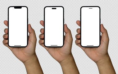 Smartphone similar to iphone 15 with blank white screen for Infographic Global Business Marketing...