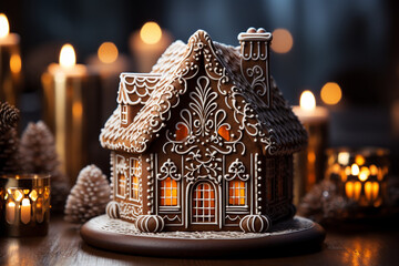 decorating sweet gingerbread cookies on the kitchen ,christmas eve