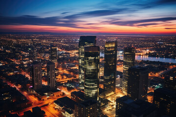 Aerial photography of modern big city night scene