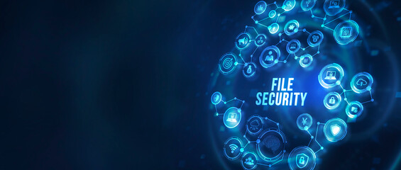 Internet, business, Technology and network concept. File security. 3d illustration