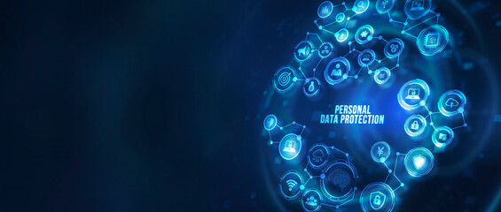 Internet, business, Technology and network concept. Data protection privacy concept. Personal data protection. 3d illustration