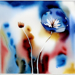 abstract watercolor painting, flower, morning dew, beautiful, multi-colored, canvas, painting,