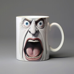 Screaming face cartoon mug