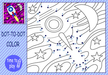 children's educational game. a logic game. connect the dots by numbers. handwriting training. coloring by numbers. a space adventure. rockets