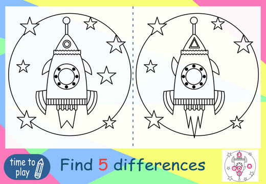children's educational game. a game of logic. coloring book. find the difference. rocket. planet. space	