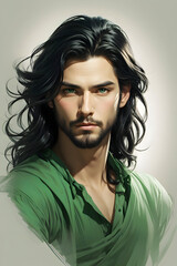 A beautiful model with long hair