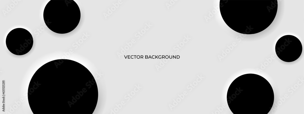 Poster Modern abstract white background with black round. Abstract 3D circle. Background with neomorphism circles. Vector EPS 10