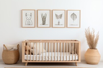 a nursery wall frame in boho, Scandinavian, eco style.