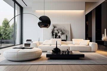 a modern living room with a minimalist interior.