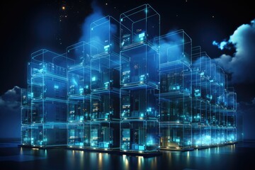 Cloud computing transfer big data on internet. futuristic digital technology .Generative AI