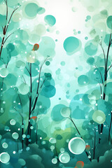 Underwater bubbles pattern background vector, green and blue. AI generative