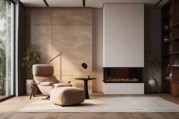a Living room with armchair, modern minimal design.