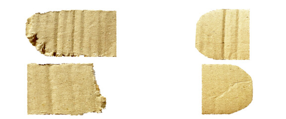 Cardboard Pieces Textured Background, carton Piece with Copy Space, torn piece of paper cardboard isolated on white background, torn cardboard stripe.