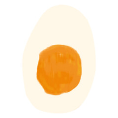 Hard boiled egg on a white background. Hand drawn watercolor. To cut in half. Protein-rich breakfast. Hard boiled egg isolated on white background.