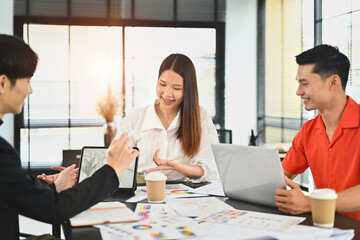 Interior design meeting with project in meeting room.