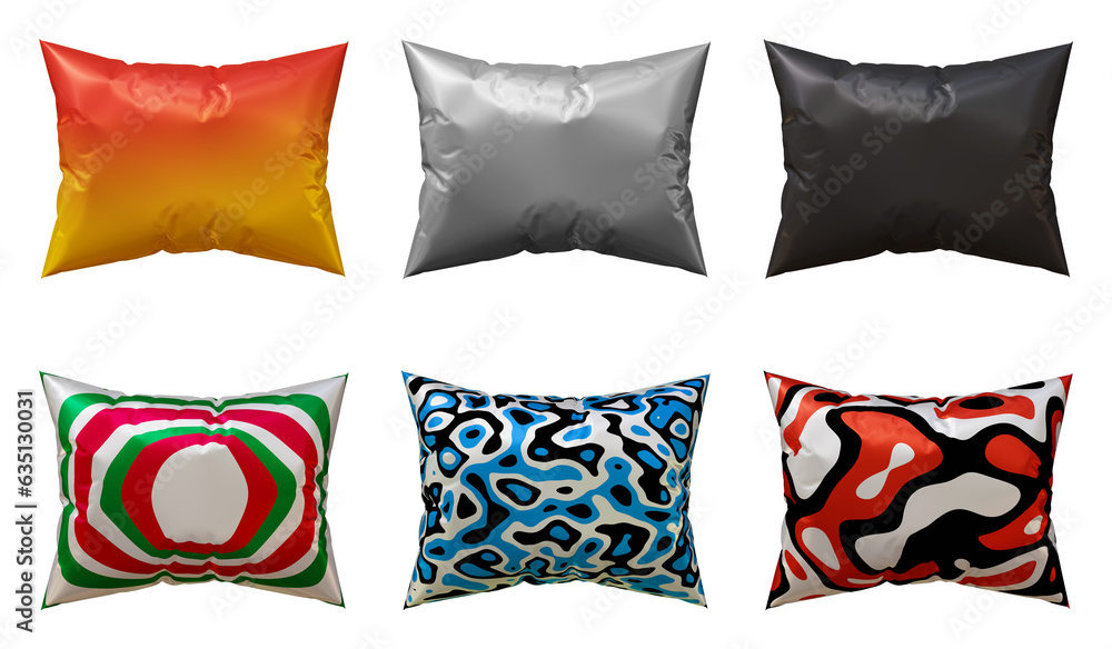 Poster set of pillows design in 3d rendering isolated on transparent background for interior, furniture and