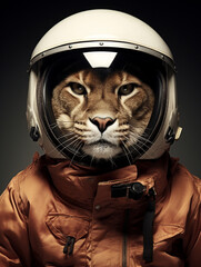 A Mountain Lion Dressed Up as an Astronaut in a Spacesuit