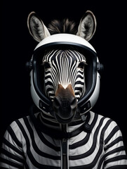 Fototapeta na wymiar A Zebra Dressed Up as an Astronaut in a Spacesuit