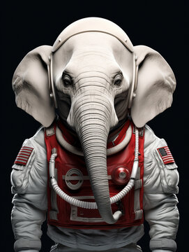 An Elephant Dressed Up as an Astronaut in a Spacesuit