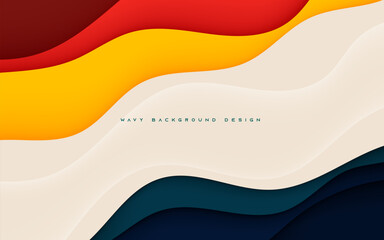 Abstract papercut wavy background with Orange color element