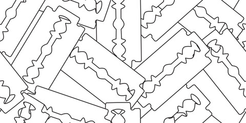 outline silhouette razor blade seamless pattern